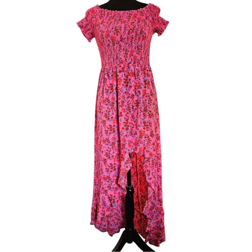 Crystal Doll Pink High-Low Smocked Sundress